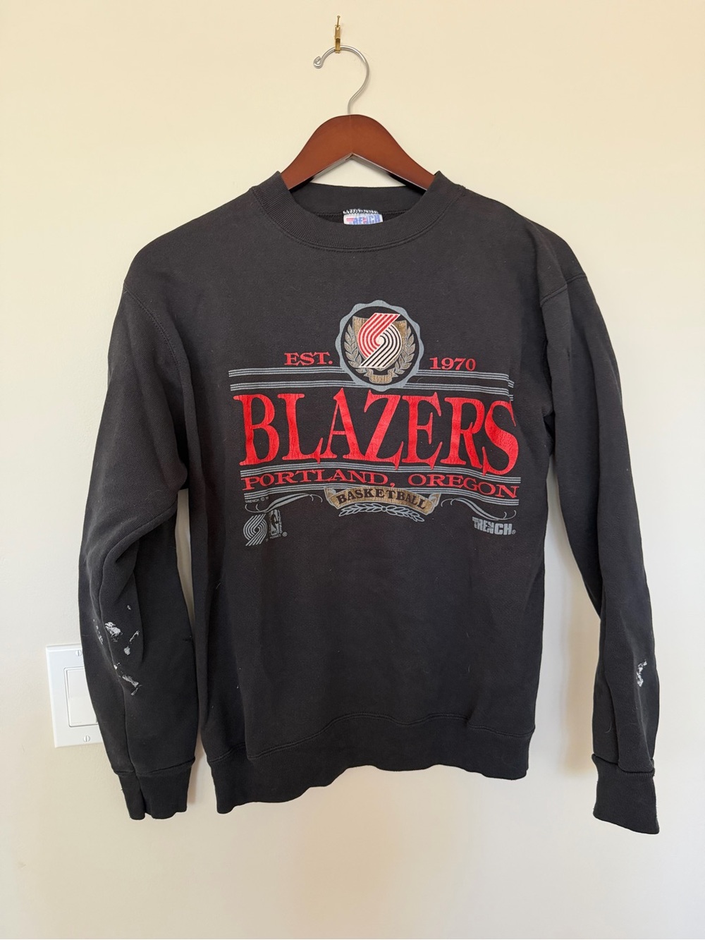 Vintage Portland Blazers Black Graphic Crewneck Sweatshirt